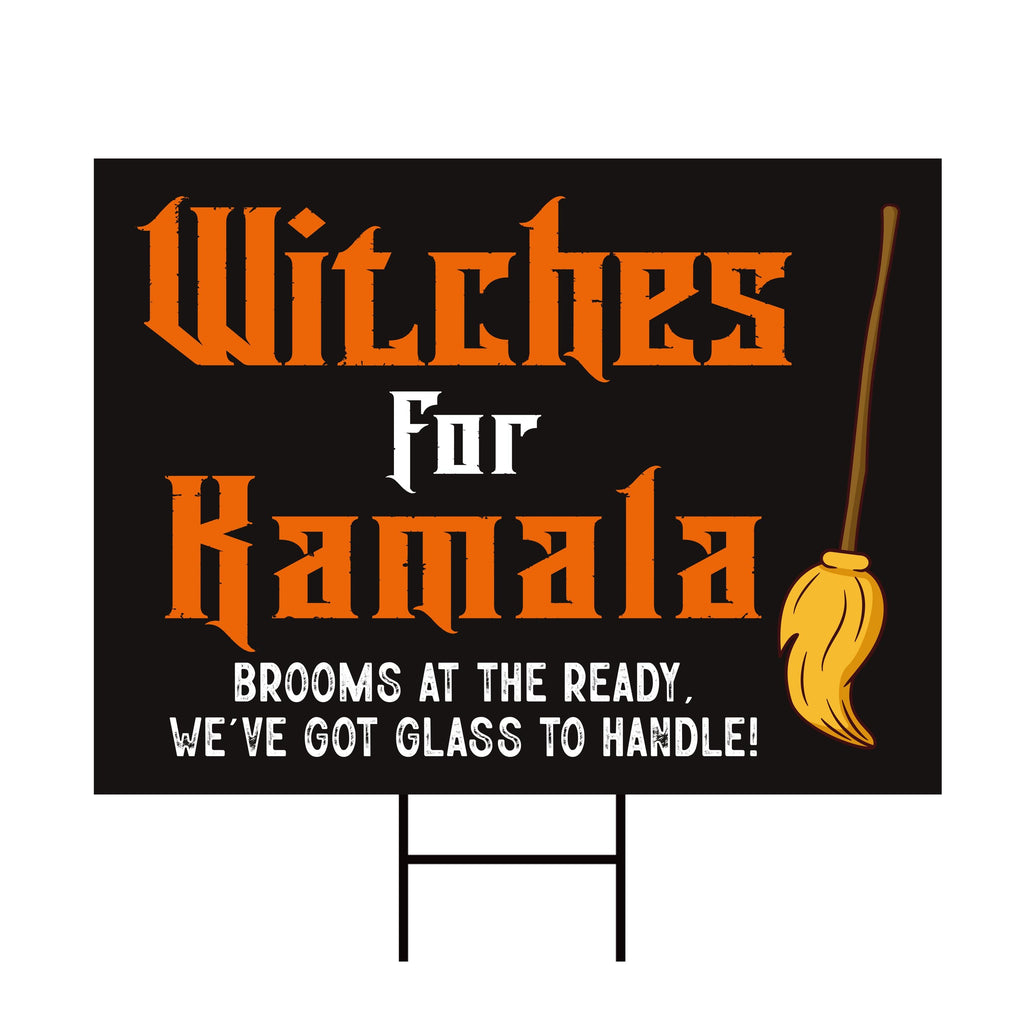 Witches for Kamala Yard Sign - Coroplast Harris For President 2024 Lawn Sign, Gothic Election 2024, Halloween Witch Signs with Metal H-Stake