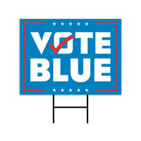 Vote Blue Save Democracy Yard Sign - Coroplast Vote Democrat Lawn Sign, Vote Blue Save Democracy Yard Sign with Metal H-Stake