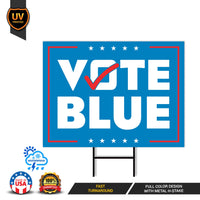 Vote Blue Save Democracy Yard Sign - Coroplast Vote Democrat Lawn Sign, Vote Blue Save Democracy Yard Sign with Metal H-Stake