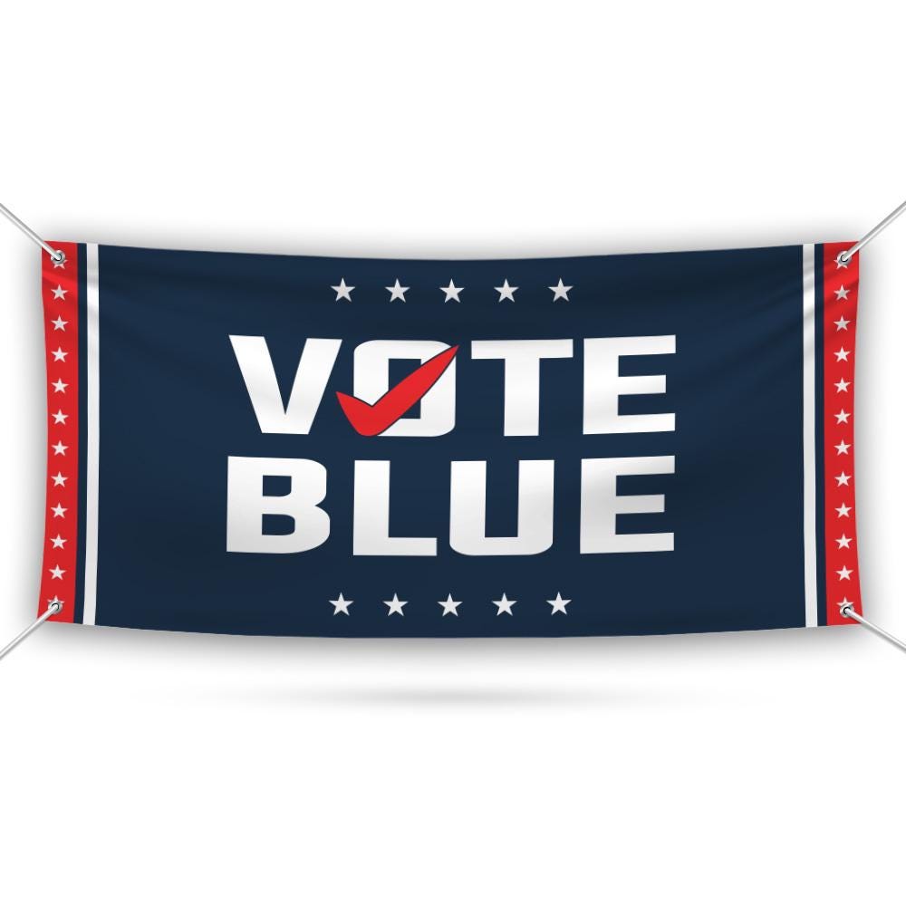 Vote Blue Save Democracy Banner Sign, 13 Oz Waterproof Vote Democrat Banner, Vote Blue. For President 2024 Banner With Metal Grommets