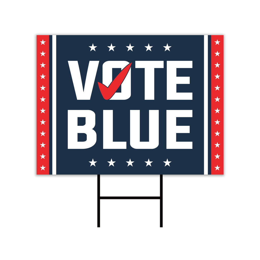 Vote Blue Save Democracy Yard Sign - Coroplast Vote Democrat Lawn Sign, Vote Blue Save Democracy Yard Sign with Metal H-Stake