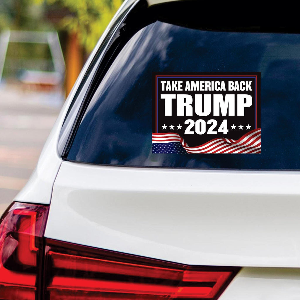 Trump 2024 Yard Sign - Coroplast American Flag Donald Trump For President 2024 Take America Back Yard Sign with Metal H-Stake