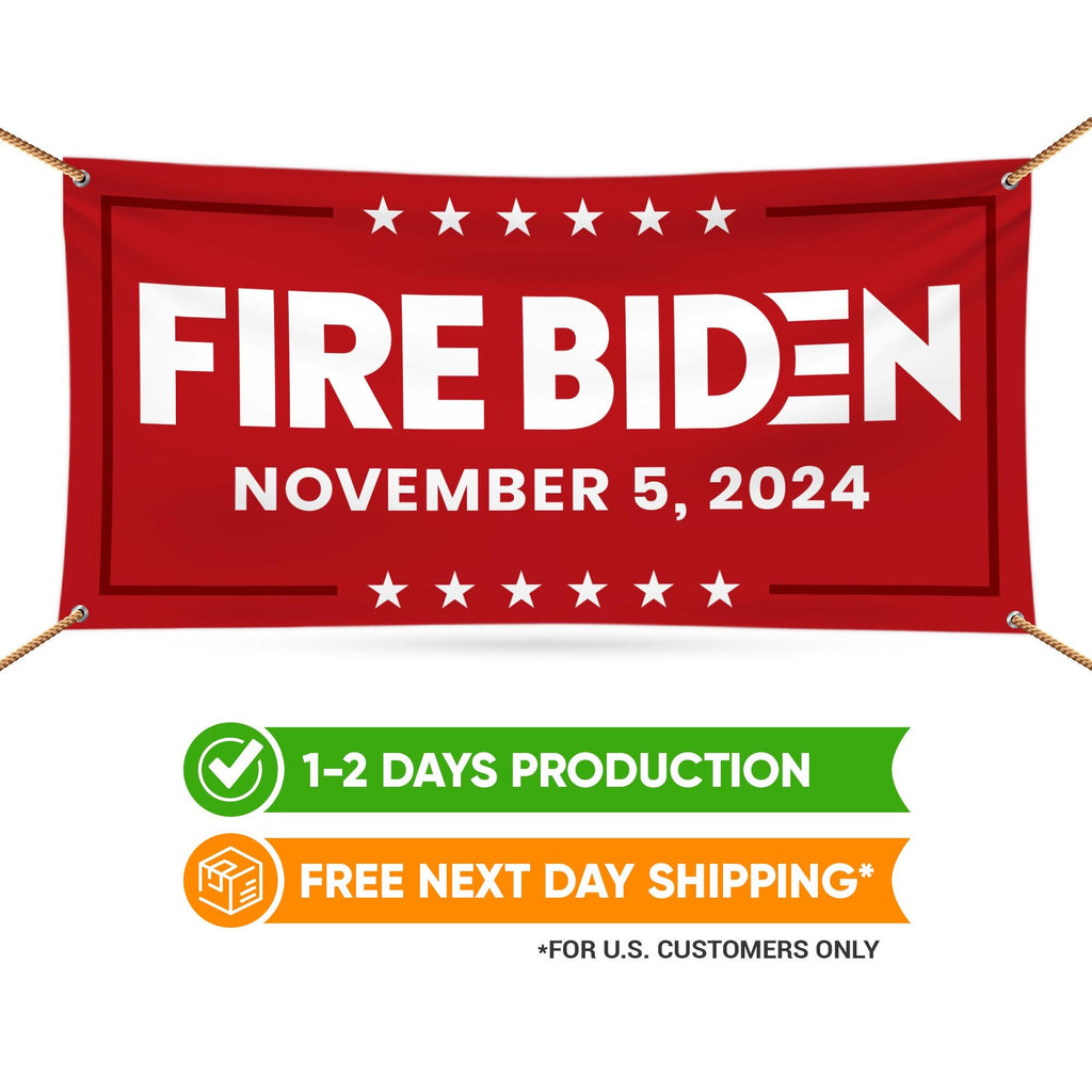 Fire Biden 2024 Banner Sign, 13 Oz Waterproof Anti Biden Banner, Election 2024, Fire Biden Banner With Metal Grommets