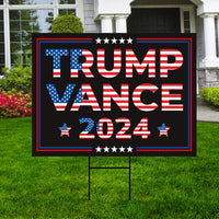 Trump Vance 2024 Yard Sign - Coroplast American Flag Donald Trump For President 2024, Take America Back Yard Sign with Metal H-Stake
