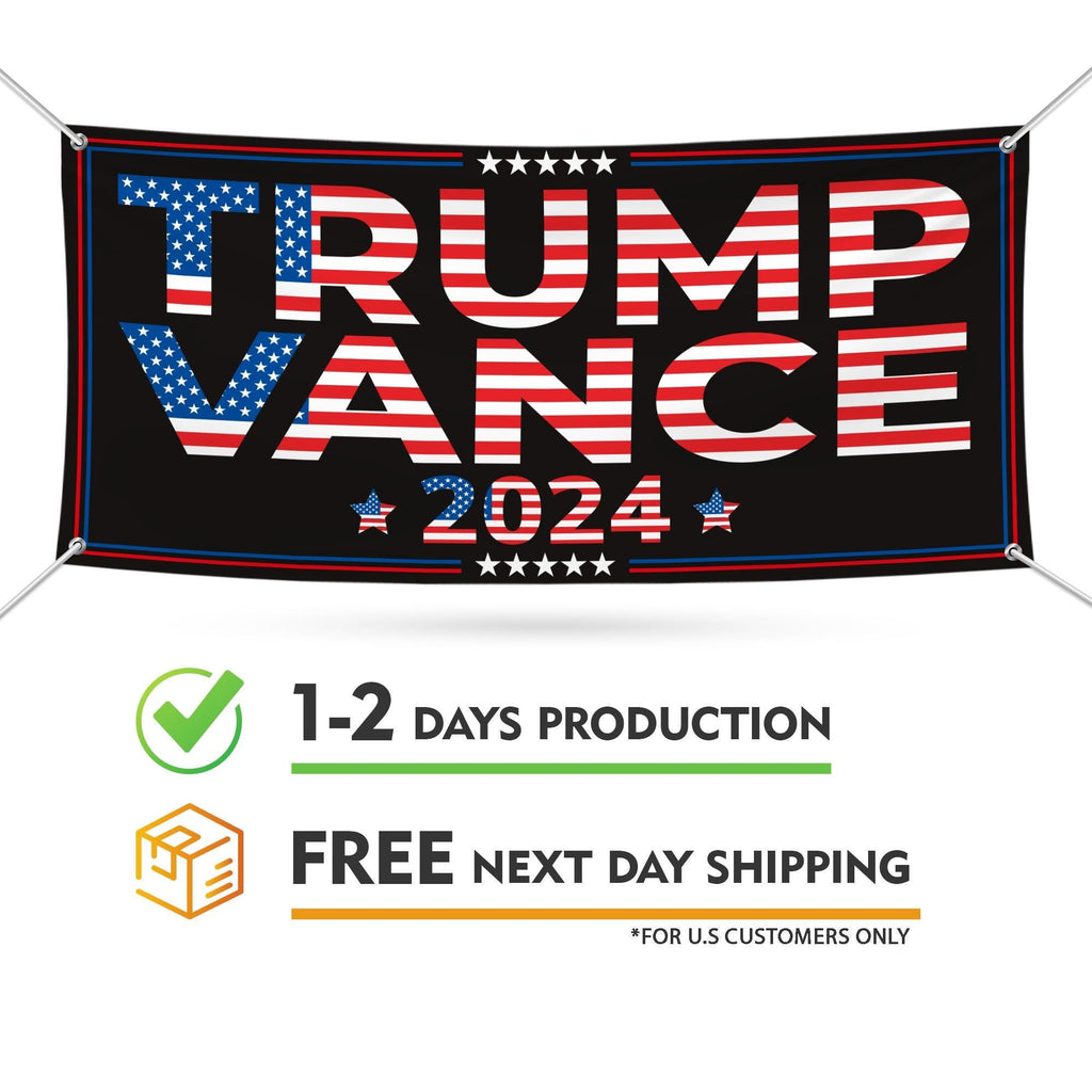 Trump Vance 2024 Banner Sign, 13 Oz Heavy Duty Waterproof Trump For President 2024, Take American Back Vinyl Banner with Metal Grommets