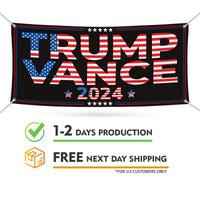 Trump Vance 2024 Banner Sign, 13 Oz Heavy Duty Waterproof Trump For President 2024, Take American Back Vinyl Banner with Metal Grommets