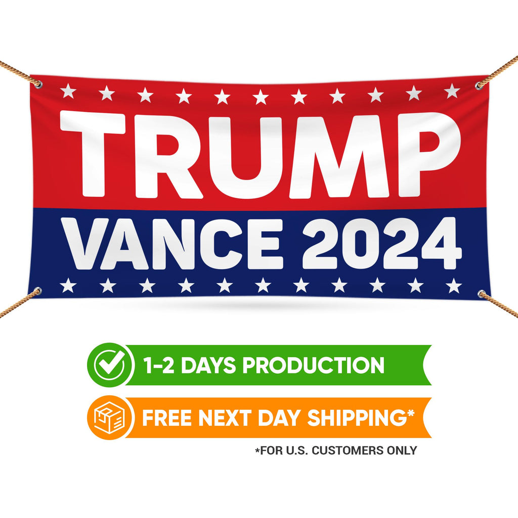 Trump Vance 2024 Banner Sign, 13 Oz Heavy Duty Waterproof Trump For President 2024, Take American Back Vinyl Banner with Metal Grommets