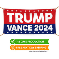 Trump Vance 2024 Banner Sign, 13 Oz Heavy Duty Waterproof Trump For President 2024, Take American Back Vinyl Banner with Metal Grommets