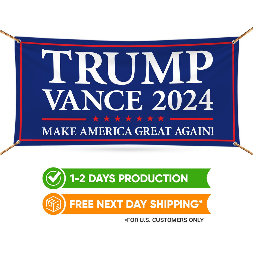 Trump Vance 2024 Banner Sign, 13 Oz Heavy Duty Waterproof Trump For President 2024, Take American Back Vinyl Banner with Metal Grommets