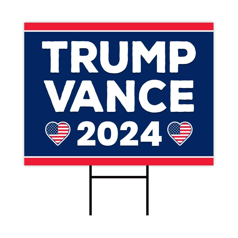 Trump Vance 2024 Yard Sign - Coroplast American Flag Donald Trump For President 2024, Take America Back Yard Sign with Metal H-Stake