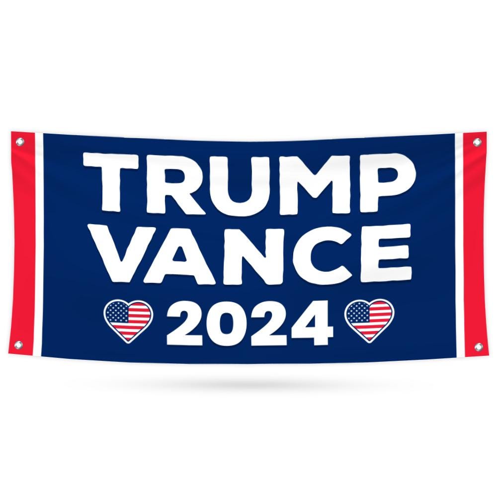 Trump Vance 2024 Banner Sign, 13 Oz Heavy Duty Waterproof Trump For President 2024, Take American Back Vinyl Banner with Metal Grommets