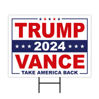 Trump Vance 2024 Yard Sign - Coroplast American Flag Donald Trump For President 2024, Take America Back Yard Sign with Metal H-Stake