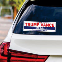 Trump Vance 2024 Sticker Vinyl Decal, Trump 2024 Vinyl Sticker, 2024 Election, Take America Back, Trump Campaign Bumper Sticker, 10" x 3"