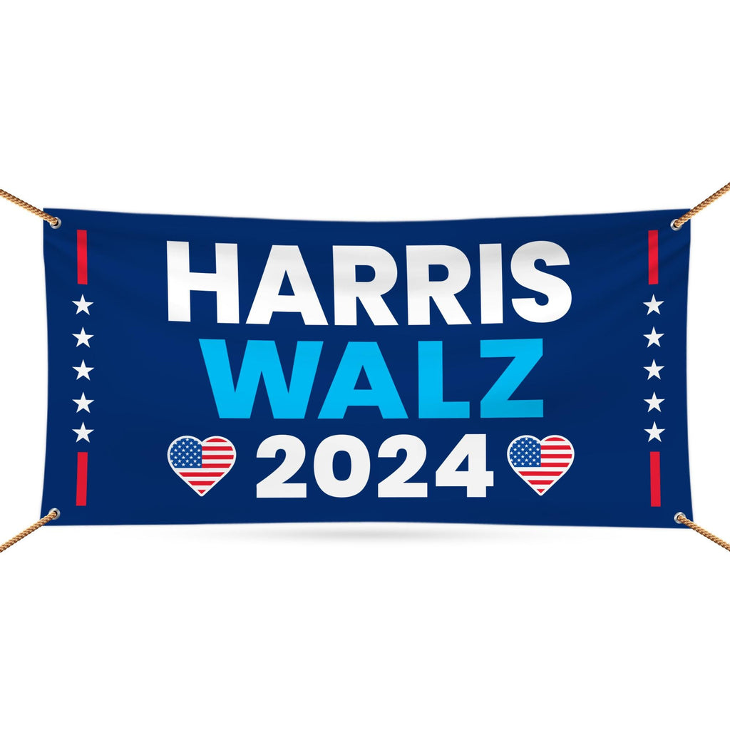 Harris Walz 2024 Banner Sign, 13 Oz Kamala Harris For President 2024, 2024 President Election Harris Vinyl Banner with Metal Grommets
