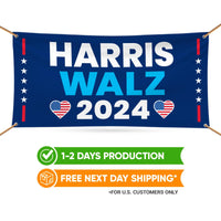 Harris Walz 2024 Banner Sign, 13 Oz Kamala Harris For President 2024, 2024 President Election Harris Vinyl Banner with Metal Grommets