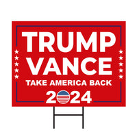 Trump Vance 2024 Yard Sign - Coroplast American Flag Donald Trump For President 2024, Take America Back Yard Sign with Metal H-Stake