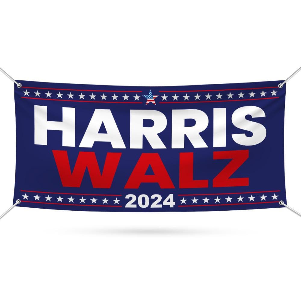 Harris Walz 2024 Banner Sign, 13 Oz Kamala Harris For President 2024, 2024 President Election Harris Vinyl Banner with Metal Grommets