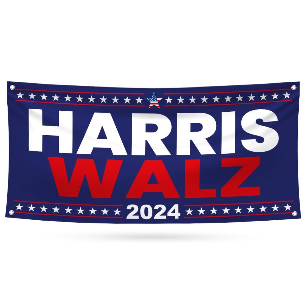 Harris Walz 2024 Banner Sign, 13 Oz Kamala Harris For President 2024, 2024 President Election Harris Vinyl Banner with Metal Grommets
