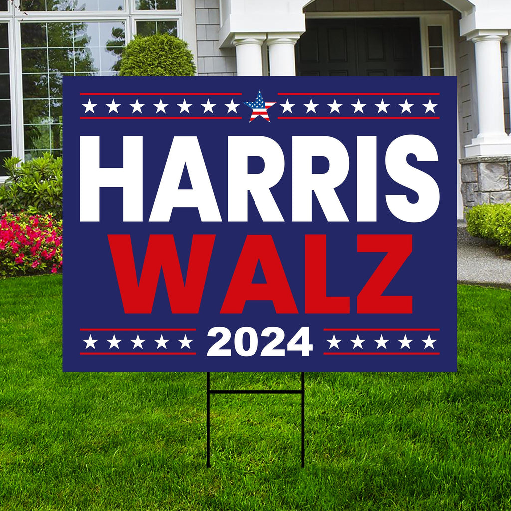 Harris Walz 2024 Yard Sign - Coroplast Kamal Harris For President 2024 Lawn Sign, 2024 President Election Harris Signs with Metal H-Stake
