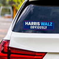 Harris Walz Obviously Sticker Vinyl Decal, Harris For President 2024 Vinyl Sticker, Childless Cat Ladies Bumper Sticker - 10" x 3"