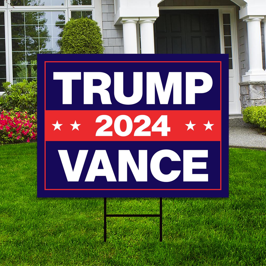 Trump Vance 2024 Yard Sign - Coroplast American Flag Donald Trump For President 2024, Take America Back Yard Sign with Metal H-Stake