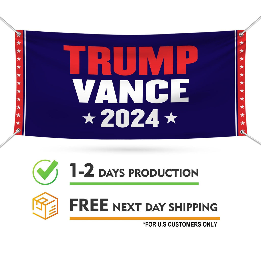 Trump Vance 2024 Banner Sign, 13 Oz Heavy Duty Waterproof Trump For President 2024, Take American Back Vinyl Banner with Metal Grommets