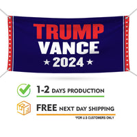 Trump Vance 2024 Banner Sign, 13 Oz Heavy Duty Waterproof Trump For President 2024, Take American Back Vinyl Banner with Metal Grommets