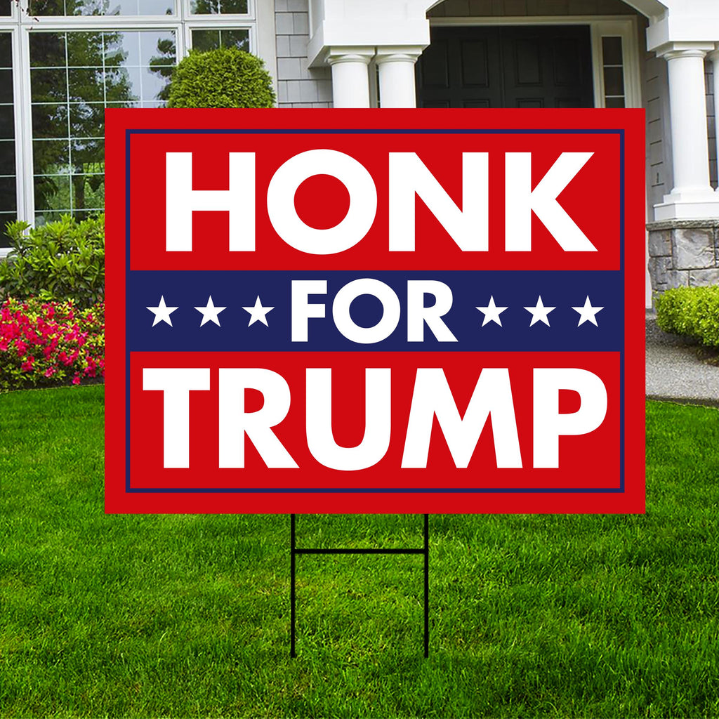 Honk for Trump 2024 Yard Sign - Coroplast Trump 2024, Donald Trump For President 2024 Take America Back Yard Sign with Metal H-Stake