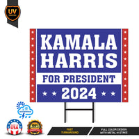 Kamala Harris 2024 Yard Sign - Coroplast Kamala Harris For President 2024 Lawn Sign, 2024 President Election Harris Signs with Metal H-Stake