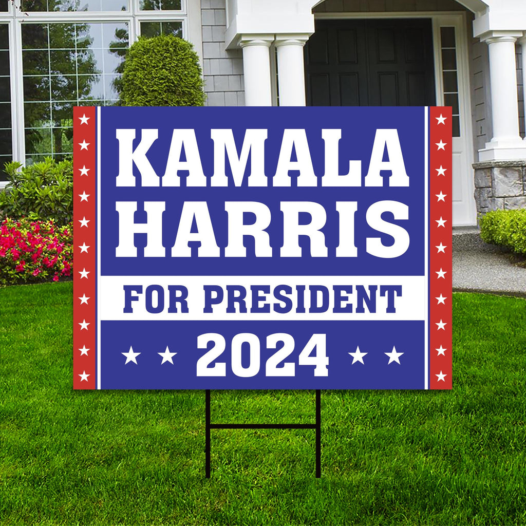 Kamala Harris 2024 Yard Sign - Coroplast Kamala Harris For President 2024 Lawn Sign, 2024 President Election Harris Signs with Metal H-Stake