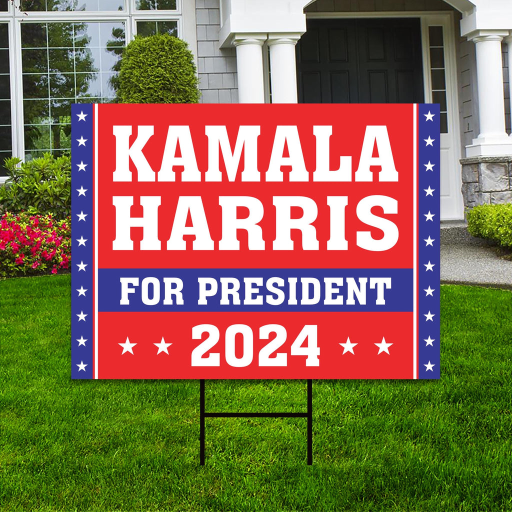 Kamala Harris 2024 Yard Sign - Coroplast Kamala Harris For President 2024 Lawn Sign, 2024 President Election Harris Signs with Metal H-Stake