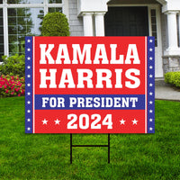 Kamala Harris 2024 Yard Sign - Coroplast Kamala Harris For President 2024 Lawn Sign, 2024 President Election Harris Signs with Metal H-Stake