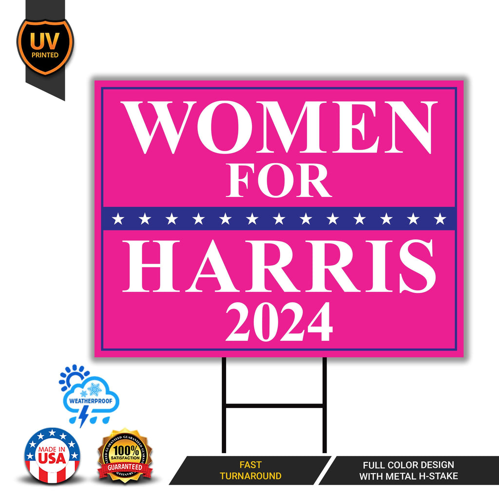 Kamala Harris 2024 Yard Sign - Coroplast Harris For President 2024 Lawn Sign, Election 2024, Women for Harris Signs with Metal H-Stake