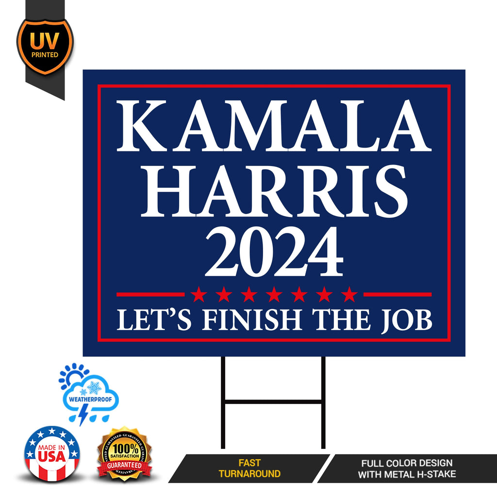 Kamala Harris 2024 Yard Sign - Coroplast Kamala Harris For President 2024 Lawn Sign, 2024 President Election Harris Signs with Metal H-Stake