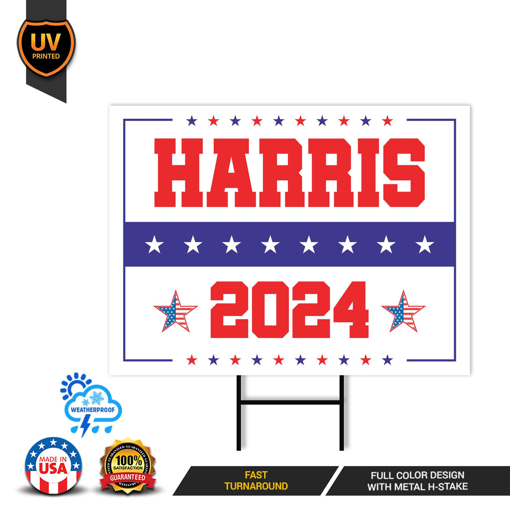 Kamala Harris 2024 Yard Sign - Coroplast Kamala Harris For President 2024 Lawn Sign, 2024 President Election Harris Signs with Metal H-Stake