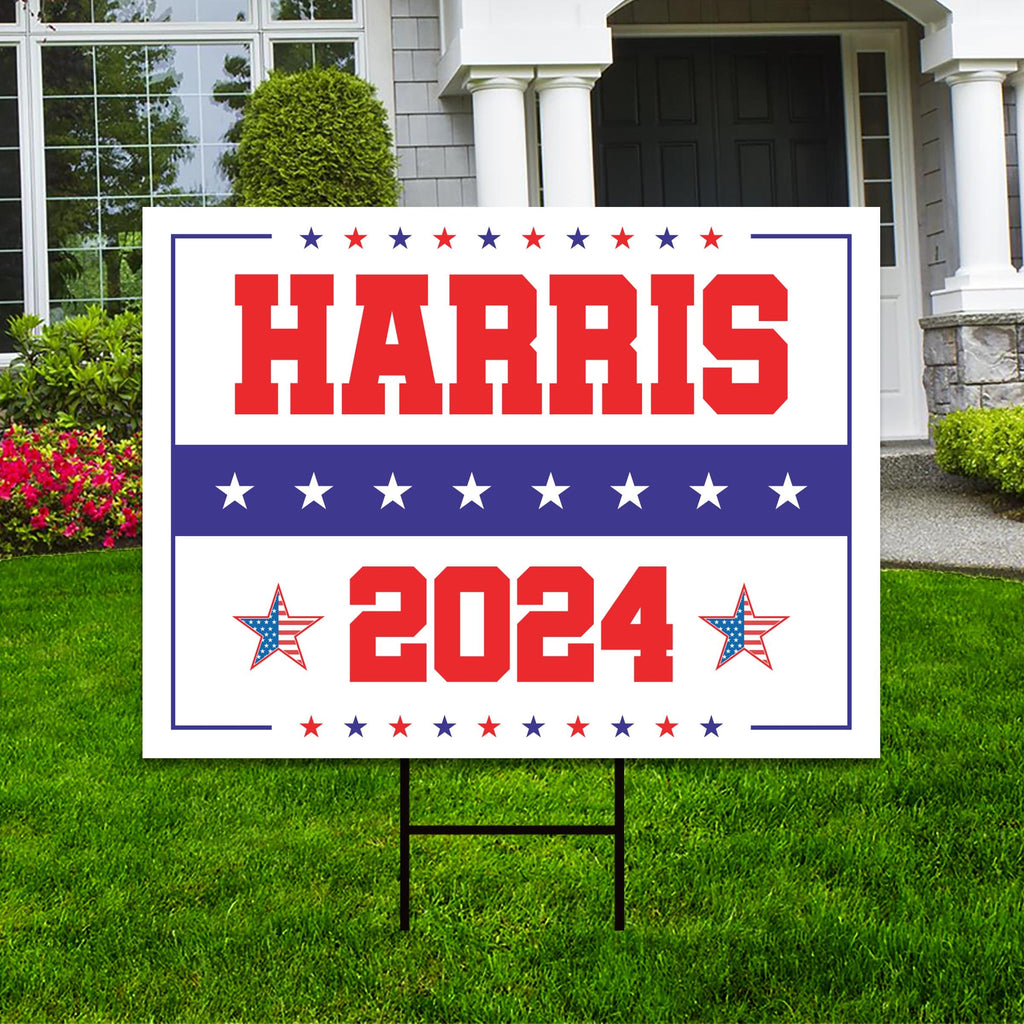 Kamala Harris 2024 Yard Sign - Coroplast Kamala Harris For President 2024 Lawn Sign, 2024 President Election Harris Signs with Metal H-Stake