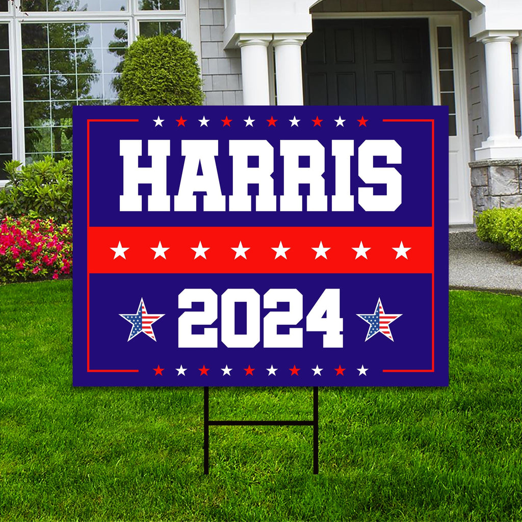 Kamala Harris 2024 Yard Sign - Coroplast Kamala Harris For President 2024 Lawn Sign, 2024 President Election Harris Signs with Metal H-Stake