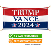Trump Vance 2024 Banner Sign, 13 Oz Heavy Duty Waterproof Trump For President 2024, Take American Back Vinyl Banner with Metal Grommets