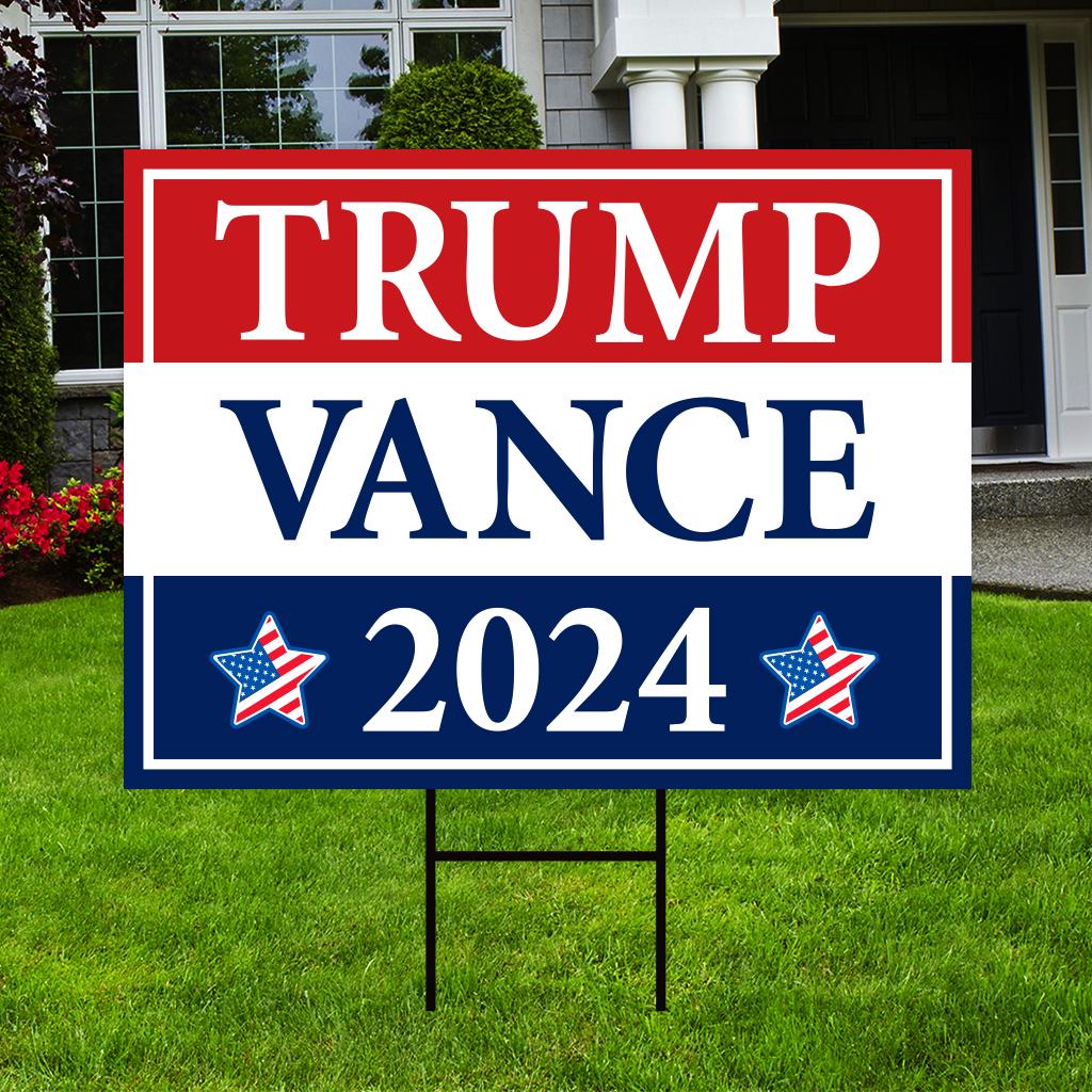 Trump Vance 2024 Yard Sign - Coroplast American Flag Donald Trump For President 2024, Take America Back Yard Sign with Metal H-Stake