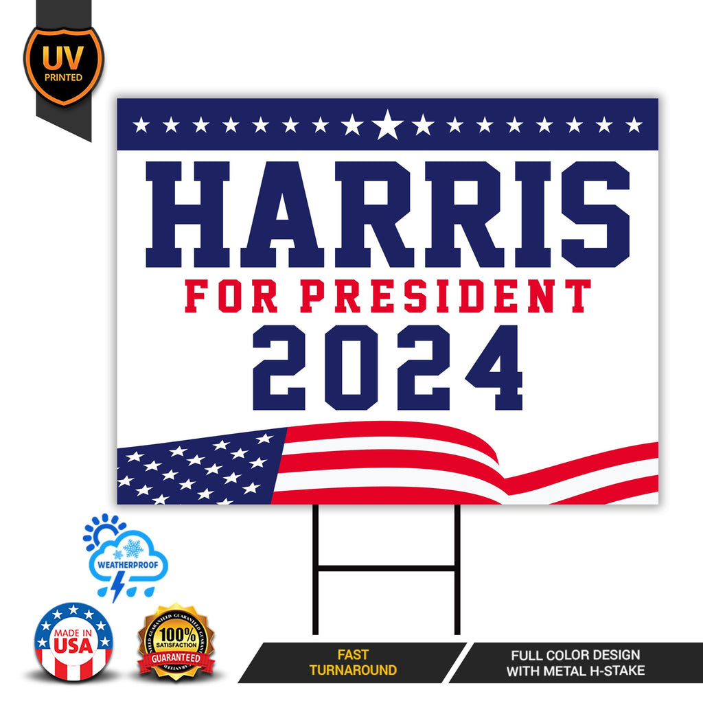 Kamala Harris 2024 Yard Sign - Coroplast Kamala Harris For President 2024 Lawn Sign, 2024 President Election Harris Signs with Metal H-Stake