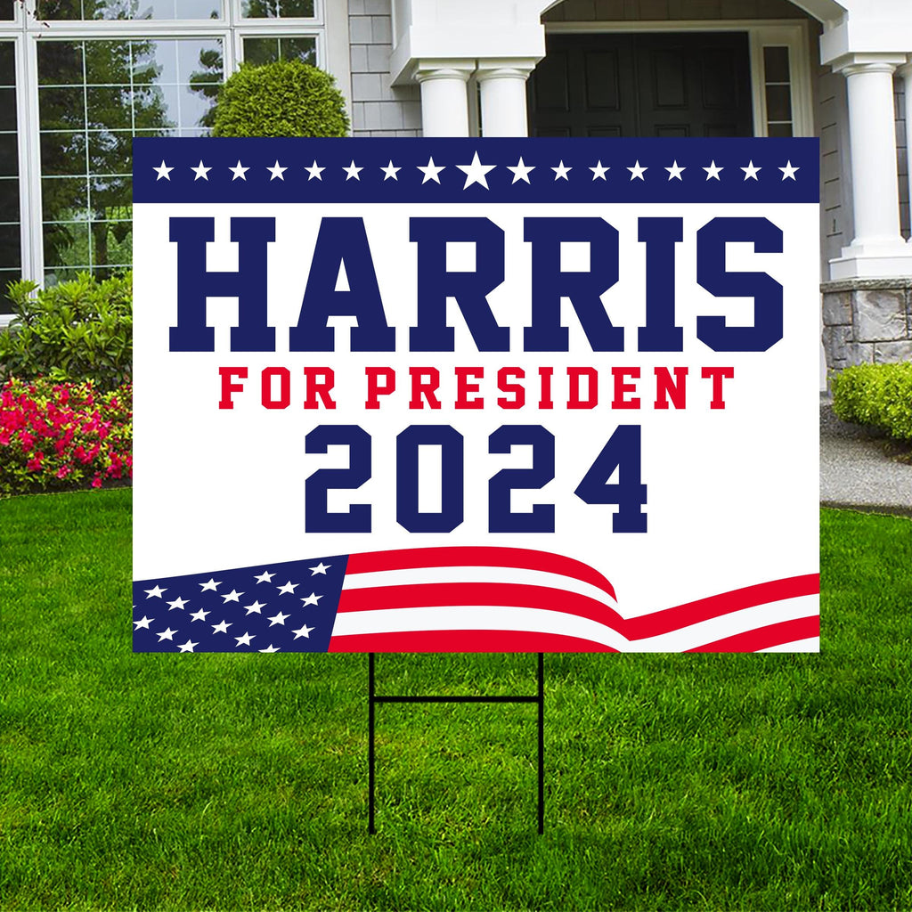 Kamala Harris 2024 Yard Sign - Coroplast Kamala Harris For President 2024 Lawn Sign, 2024 President Election Harris Signs with Metal H-Stake