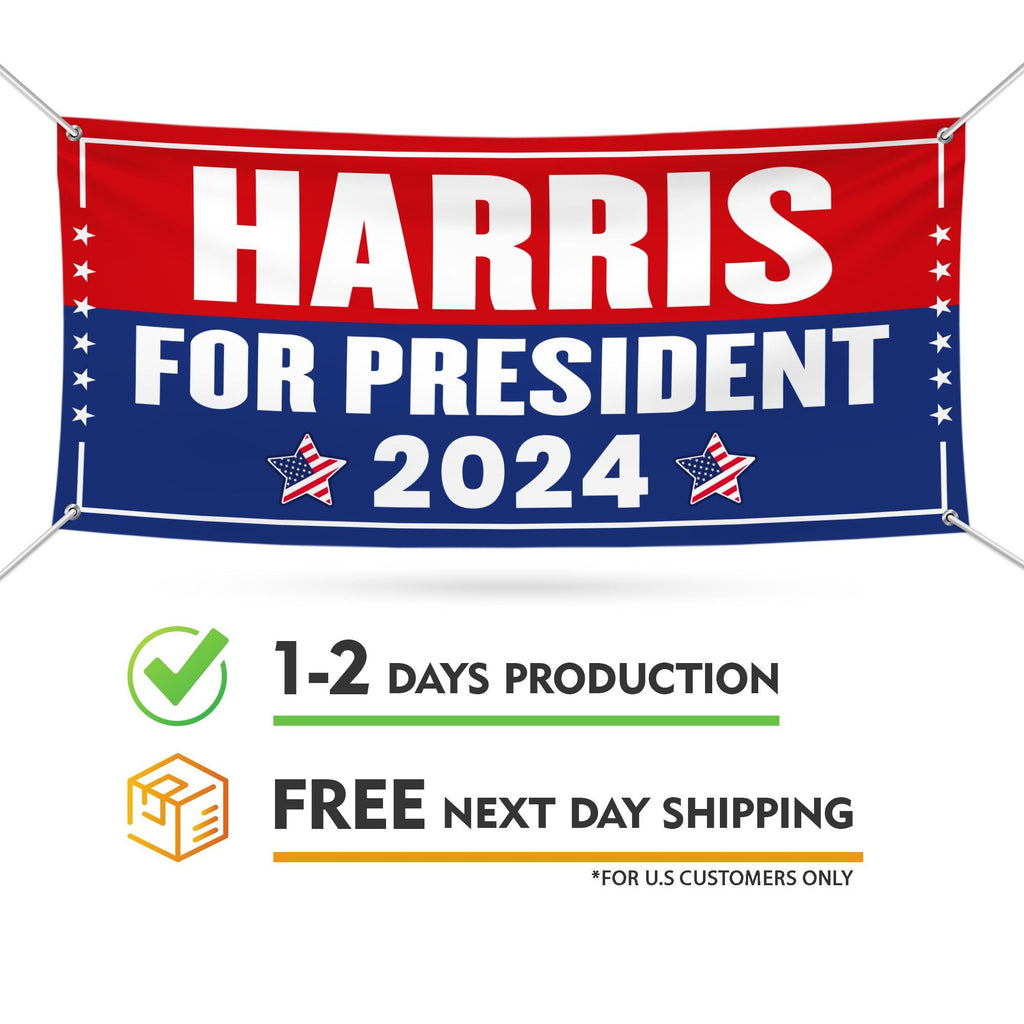 Kamala Harris 2024 Banner Sign, 13 Oz Kamala Harris For President 2024, President Election 2024, Harris Vinyl Banner with Metal Grommets