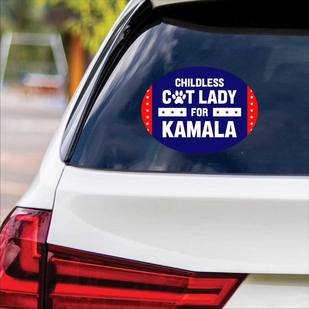 Kamala Harris 2024 Sticker Vinyl Decal, Harris For President 2024 Vinyl Sticker, Election, Childless Cat Ladies Bumper Sticker - 6" x 4.5"