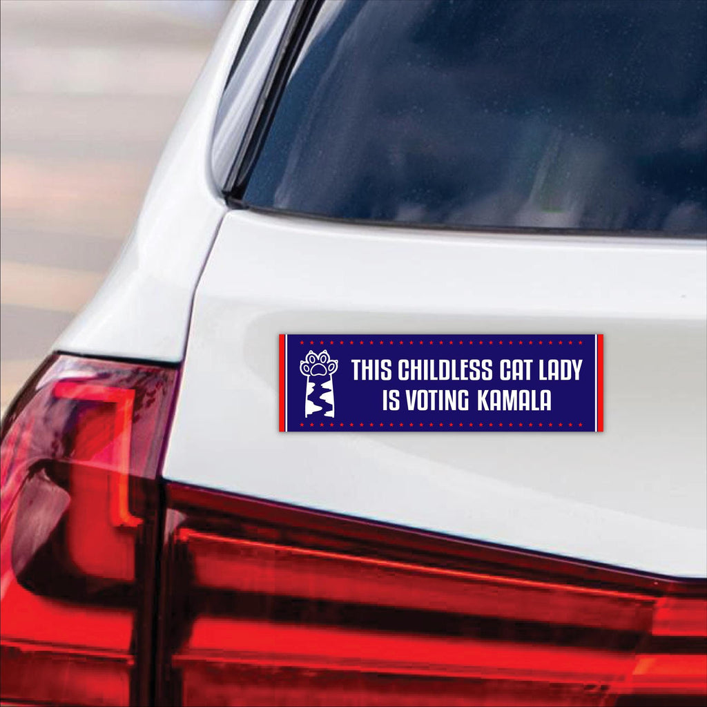 Kamala Harris 2024 Car Magnet, Harris For President Vehicle Magnet, Election 2024 Bumper Magnet, Childless Cat Ladies Magnet, 10" x 3"