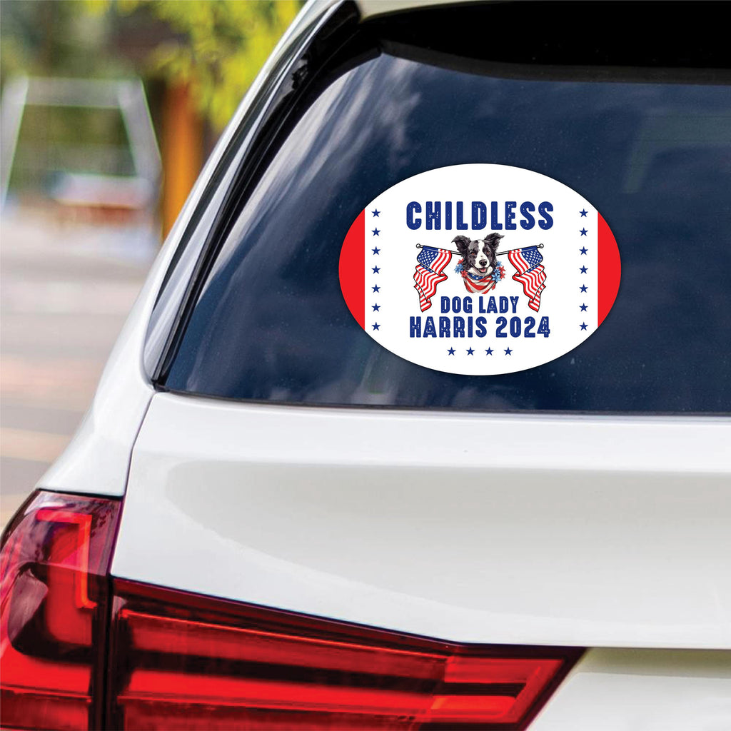 Kamala Harris 2024 Sticker Vinyl Decal, Harris For President 2024 Vinyl Sticker, Election, Childless Dog Ladies Bumper Sticker - 6" x 4.5"