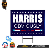 Harris Walz 2024 Obviously Yard Sign - Coroplast Harris For President 2024 Lawn Sign, President Election Obviously Signs with Metal H-Stake