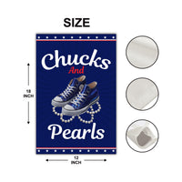 Kamala 2024 Chucks and Pearls Garden Flag - 12x18 Inch Double Sided, Harris Walz 2024 Flag, Harris For President Flag, Madam President Flag