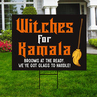 Witches for Kamala Yard Sign - Coroplast Harris For President 2024 Lawn Sign, Gothic Election 2024, Halloween Witch Signs with Metal H-Stake