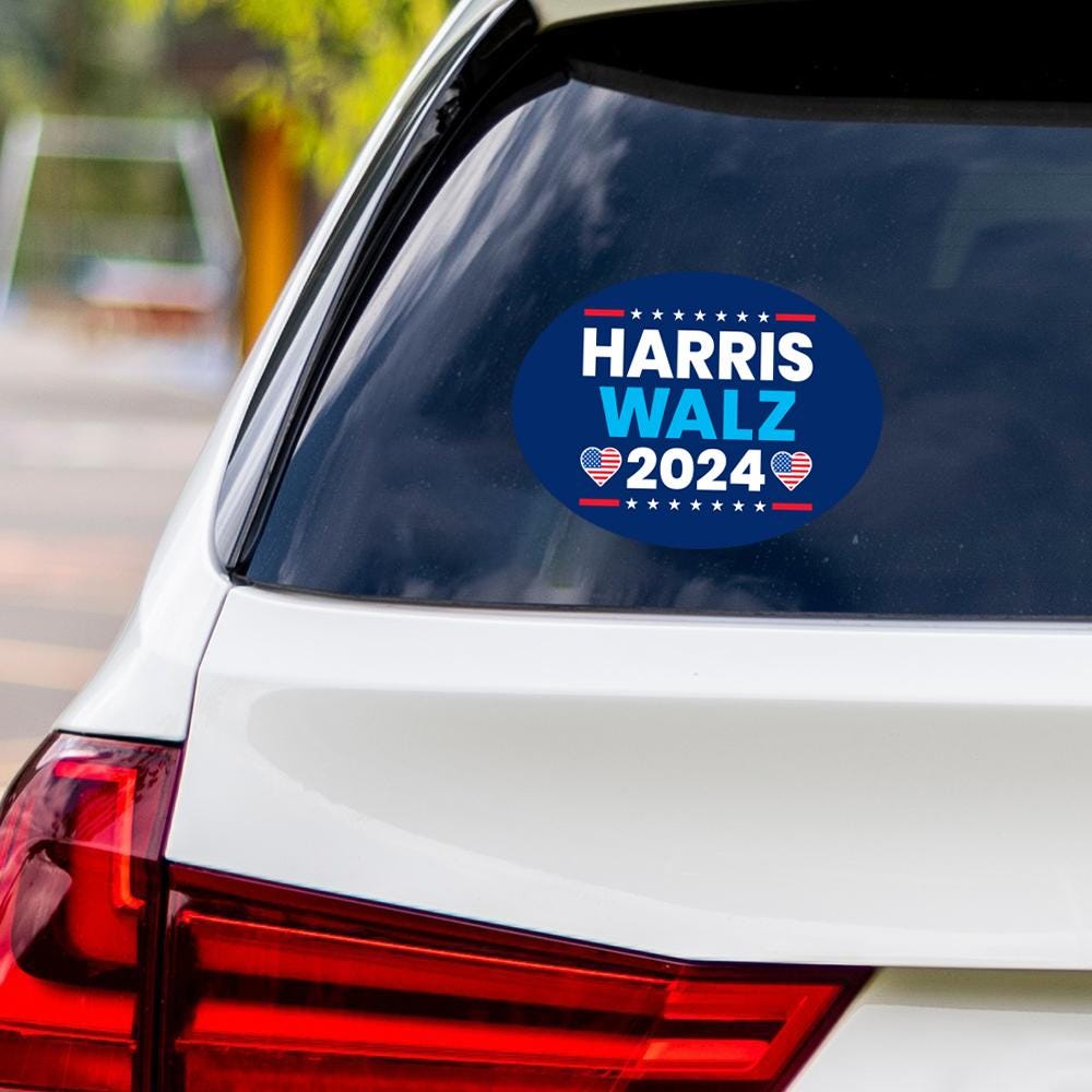 Harris Walz 2024 Sticker Vinyl Decal, Harris For President 2024 Vinyl Sticker, Election, Childless Cat Ladies Bumper Sticker - 6" x 4.5"