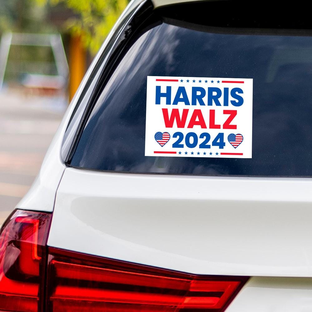 Harris Walz 2024 Sticker Vinyl Decal, Harris For President 2024 Vinyl Sticker, Election, Childless Cat Ladies Bumper Sticker - 6" x 4.5"